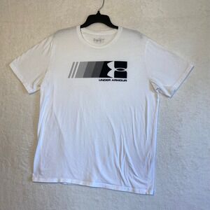 Under Armour Mens T Shirt White XXL Loose Fit Short Sleeve Logo Graphic Tee